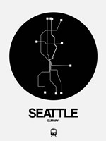 Seattle Black Subway Map Fine Art Print