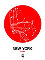 New York Red Subway Map Fine Art Print