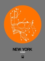 New York Orange Subway Map Fine Art Print