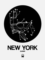 New York Black Subway Map Framed Print