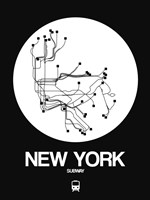 New York White Subway Map Fine Art Print