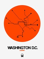 Washington D.C. Orange Subway Map Fine Art Print