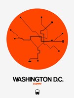 Washington D.C. Orange Subway Map Fine Art Print