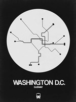 Washington D.C. White Subway Map Fine Art Print