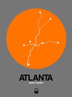 Atlanta Orange Subway Map Fine Art Print
