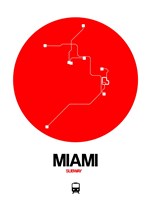 Miami Red Subway Map Fine Art Print