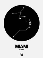 Miami Black Subway Map Fine Art Print