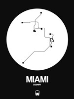Miami White Subway Map Fine Art Print
