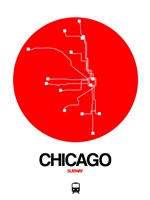 Chicago Red Subway Map Framed Print