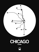 Chicago White Subway Map Fine Art Print