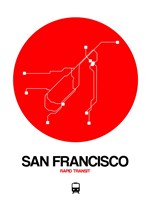 San Francisco Red Subway Map Fine Art Print