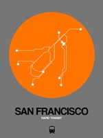 San Francisco Orange Subway Map Fine Art Print