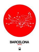 Barcelona Red Subway Map Fine Art Print