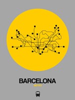 Barcelona Yellow Subway Map Fine Art Print
