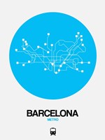 Barcelona Blue Subway Map Fine Art Print
