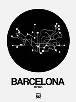 Barcelona Black Subway Map Fine Art Print
