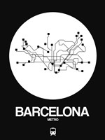 Barcelona White Subway Map Fine Art Print