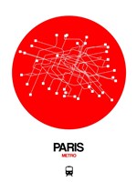 Paris Red Subway Map Fine Art Print