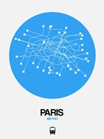 Paris Blue Subway Map Fine Art Print