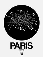 Paris Black Subway Map Fine Art Print