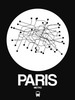 Paris White Subway Map Fine Art Print