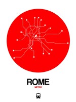 Rome Red Subway Map Fine Art Print