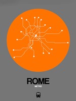 Rome Orange Subway Map Fine Art Print