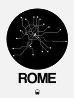 Rome Black Subway Map Fine Art Print