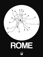 Rome White Subway Map Fine Art Print