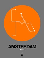 Amsterdam Orange Subway Map Fine Art Print