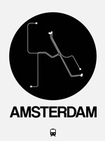 Amsterdam Black Subway Map Fine Art Print
