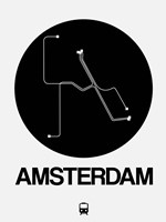 Amsterdam Black Subway Map Fine Art Print