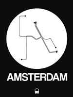Amsterdam White Subway Map Fine Art Print