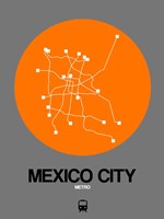 Mexico City Orange Subway Map Fine Art Print