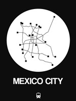 Mexico City White Subway Map Fine Art Print