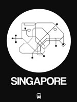 Singapore White Subway Map Fine Art Print