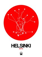 Helsinki Red Subway Map Fine Art Print