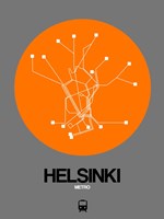 Helsinki Orange Subway Map Fine Art Print