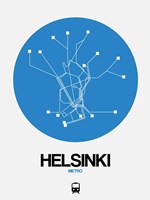 Helsinki Blue Subway Map Fine Art Print