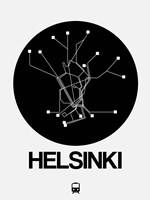 Helsinki Black Subway Map Fine Art Print