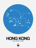 Hong Kong Blue Subway Map Fine Art Print