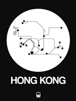 Hong Kong White Subway Map Fine Art Print