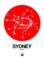 Sydney Red Subway Map Fine Art Print