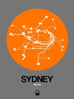 Sydney Orange Subway Map Fine Art Print