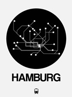 Hamburg Black Subway Map Fine Art Print