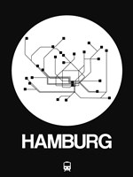 Hamburg White Subway Map Fine Art Print
