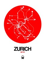 Zurich Red Subway Map Fine Art Print