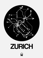 Zurich Black Subway Map Fine Art Print