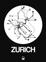 Zurich White Subway Map Fine Art Print