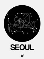 Seoul Black Subway Map Fine Art Print
